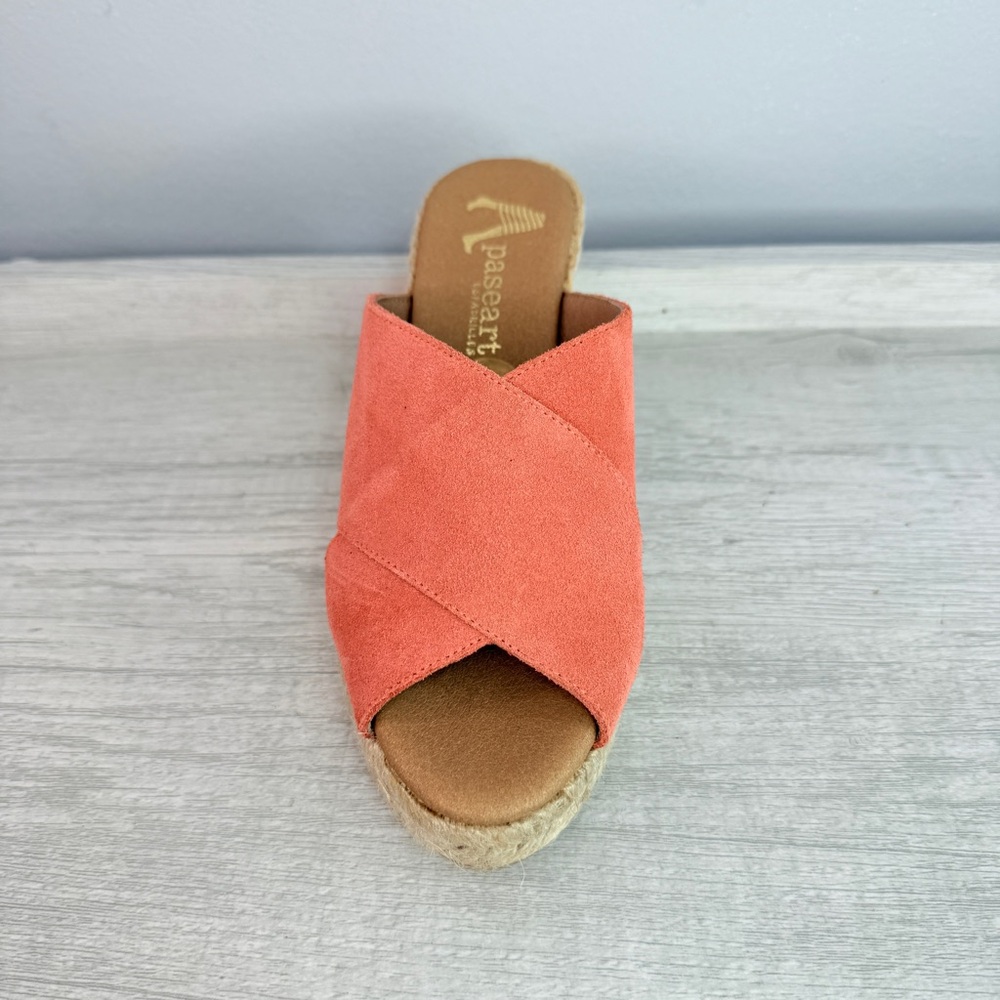 BRAND NEW! Anthropologie Paseart coral suede espadille wedge sandals size 6 - Picture 3 of 13